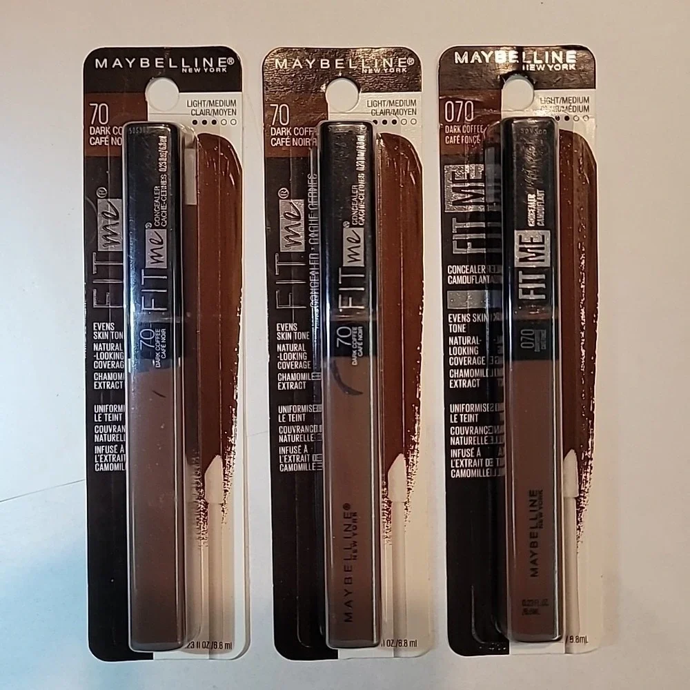 Lot of‎ 3 | Maybelline Fit Me Liquid Concealer #70 Dark Coffee NEW Sealed Makeup